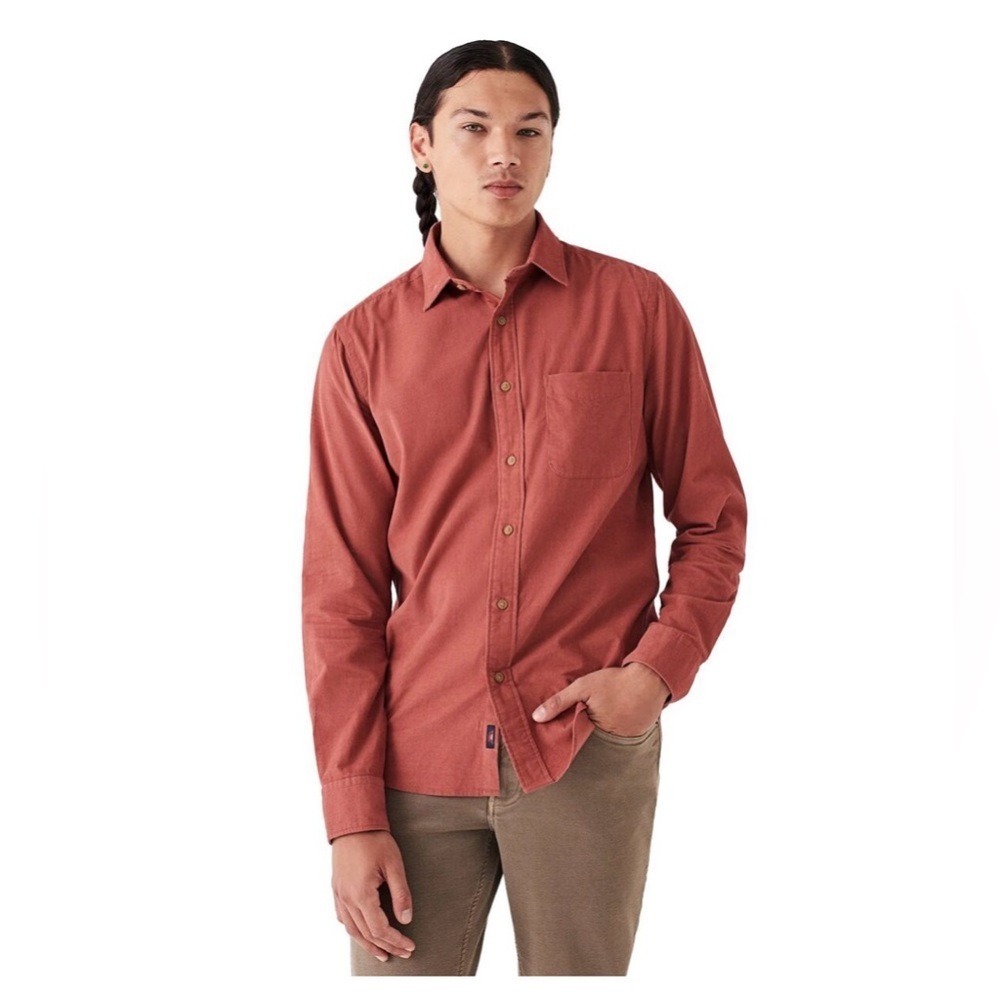 Faherty Men's‎ Corduroy Shirt Burnt Russet Stretch Cotton Long Sleeve Size XL